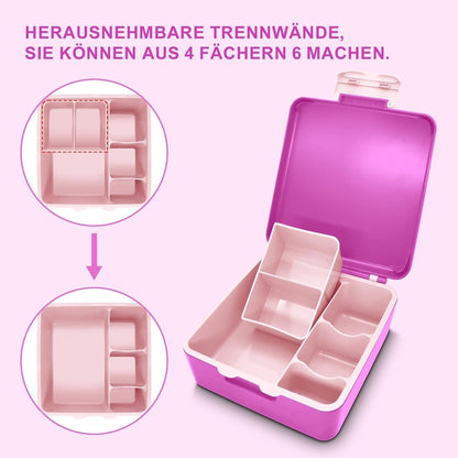 Brotdose Kinder mit 6 Fächern, Bento Box Auslaufsicher