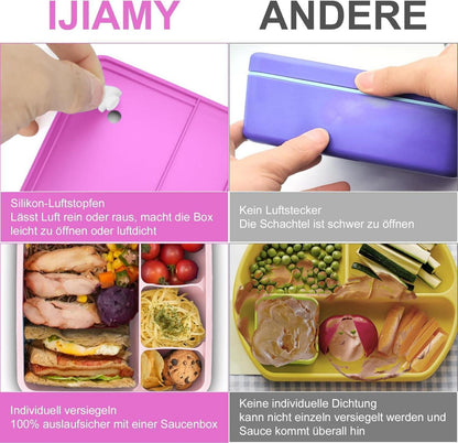 Brotdose Kinder Bento Box 6 Fächer Lunchbox Auslaufsicher Kinder Vesperdose