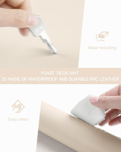 Großes Office Mousepad Schreibtischunterlage Leder Beige 120x60cm
