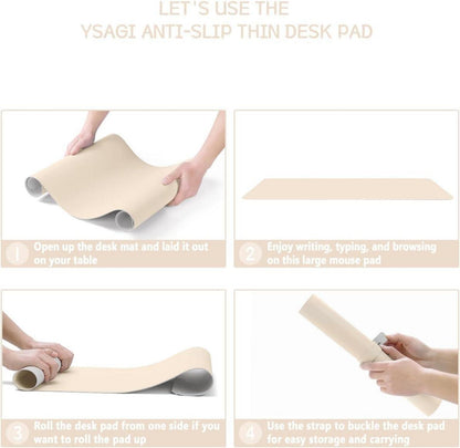 Schreibtischunterlage Mauspad Leder Wildleder Beige 120x60cm