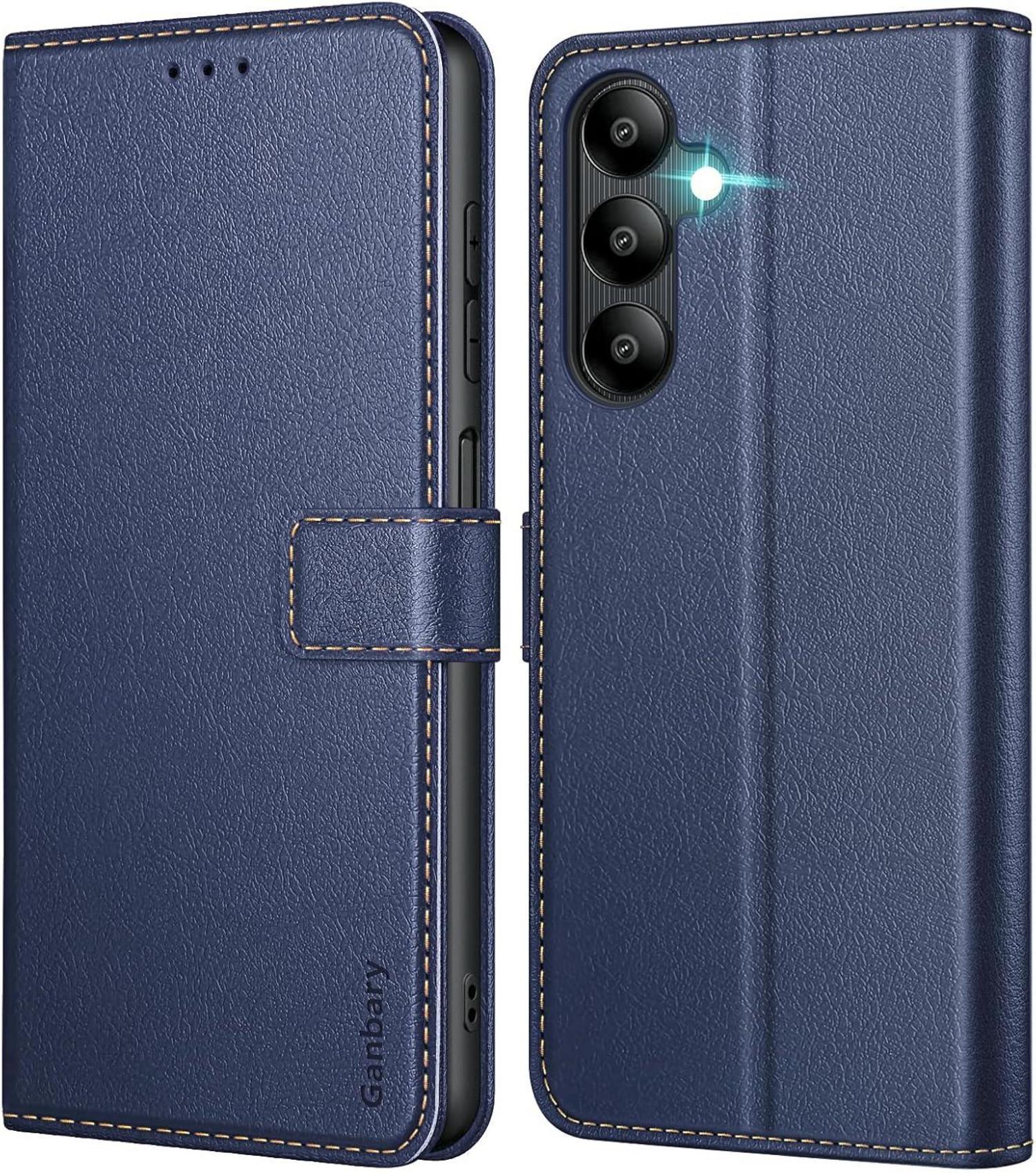 Samsung Galaxy A05s Handyhülle Leder Klapphülle Blau Magnetverschluss