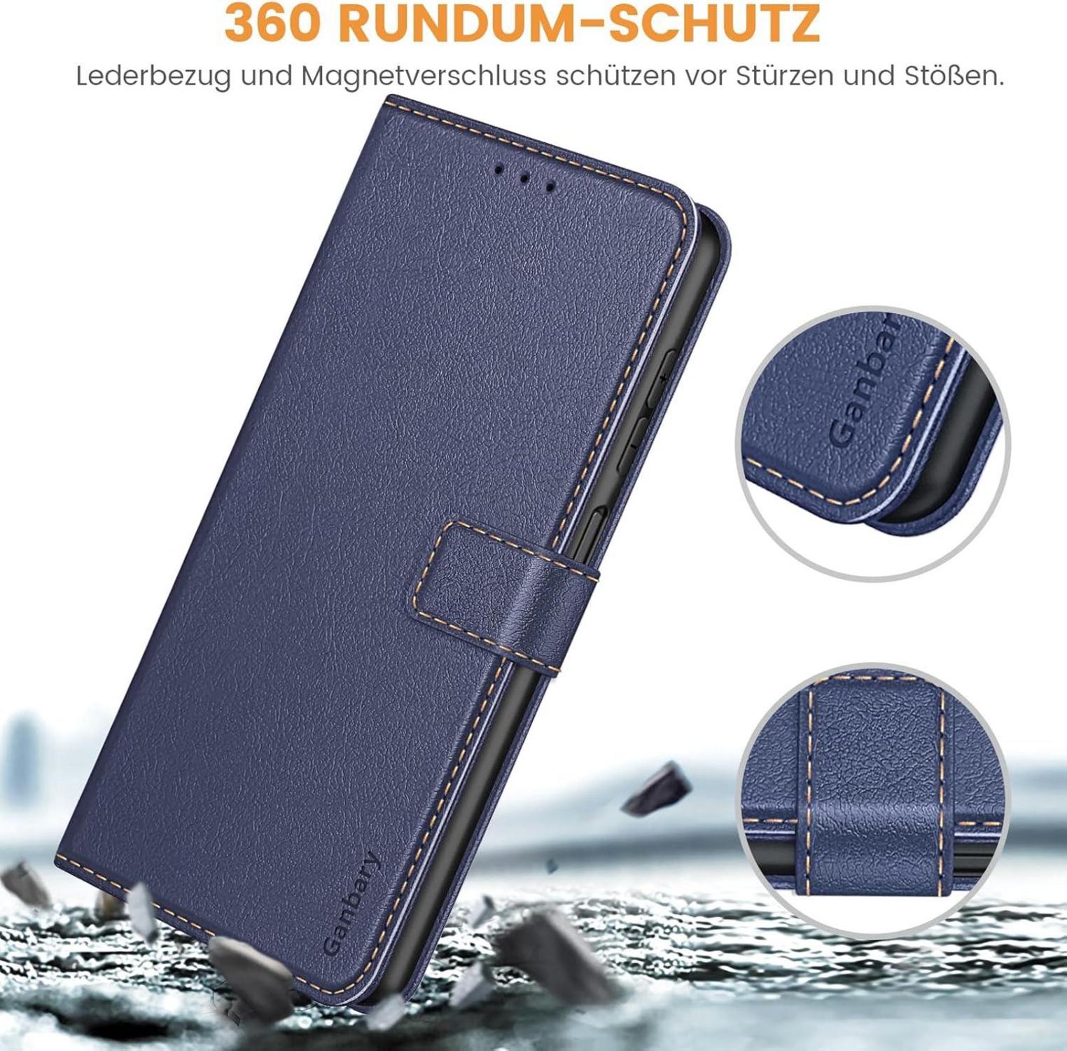 Samsung Galaxy A05s Handyhülle Leder Klapphülle Blau Magnetverschluss