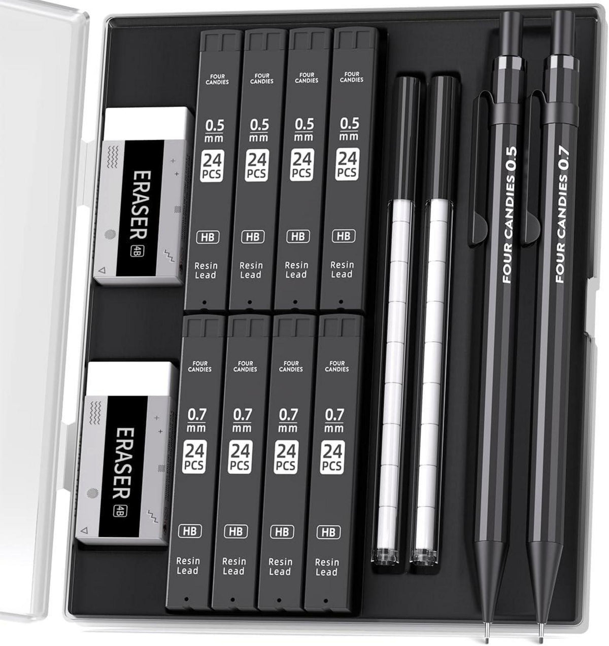 Druckbleistift Set Metall 0.5mm/0.7mm+8 Tuben HB #2