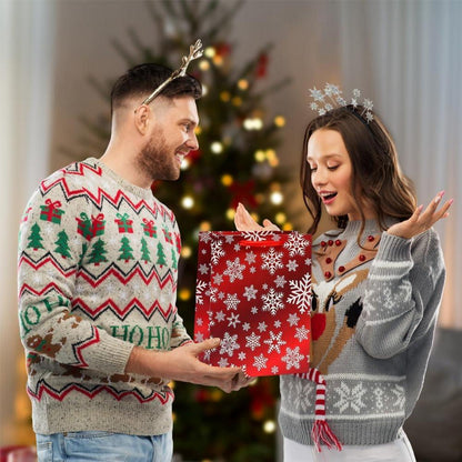 Weihnachtspapier-Geschenktüten 4er-Pack Griffen Rote Weihnachtsbonbons