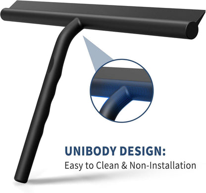 ecooe Silikon Duschabzieher 33cm Schwarz Fensterabzieher mit Halter