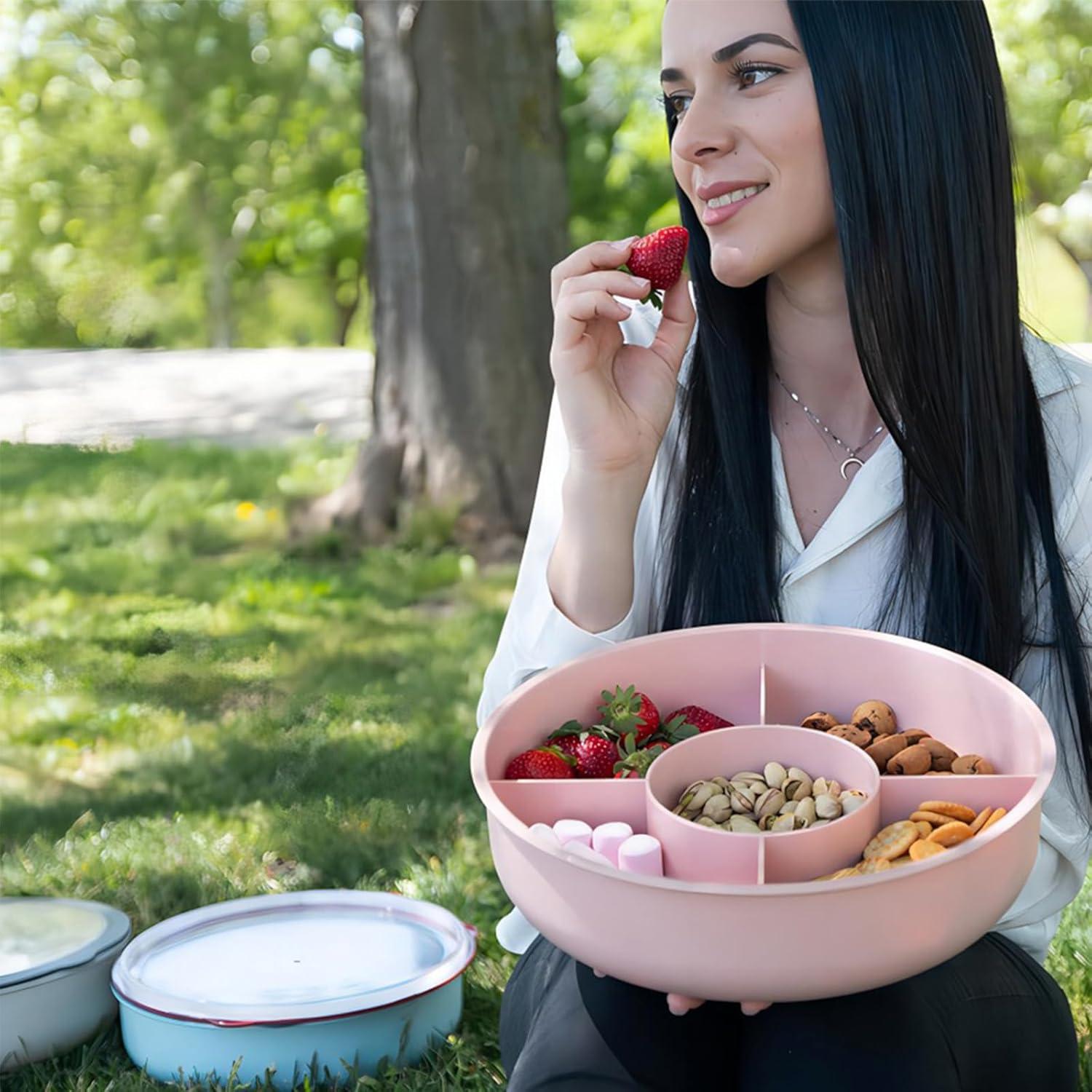 Bugucat Snackbox Obstteller 5 Fächer Transparenter Deckel Plastik Snackbox