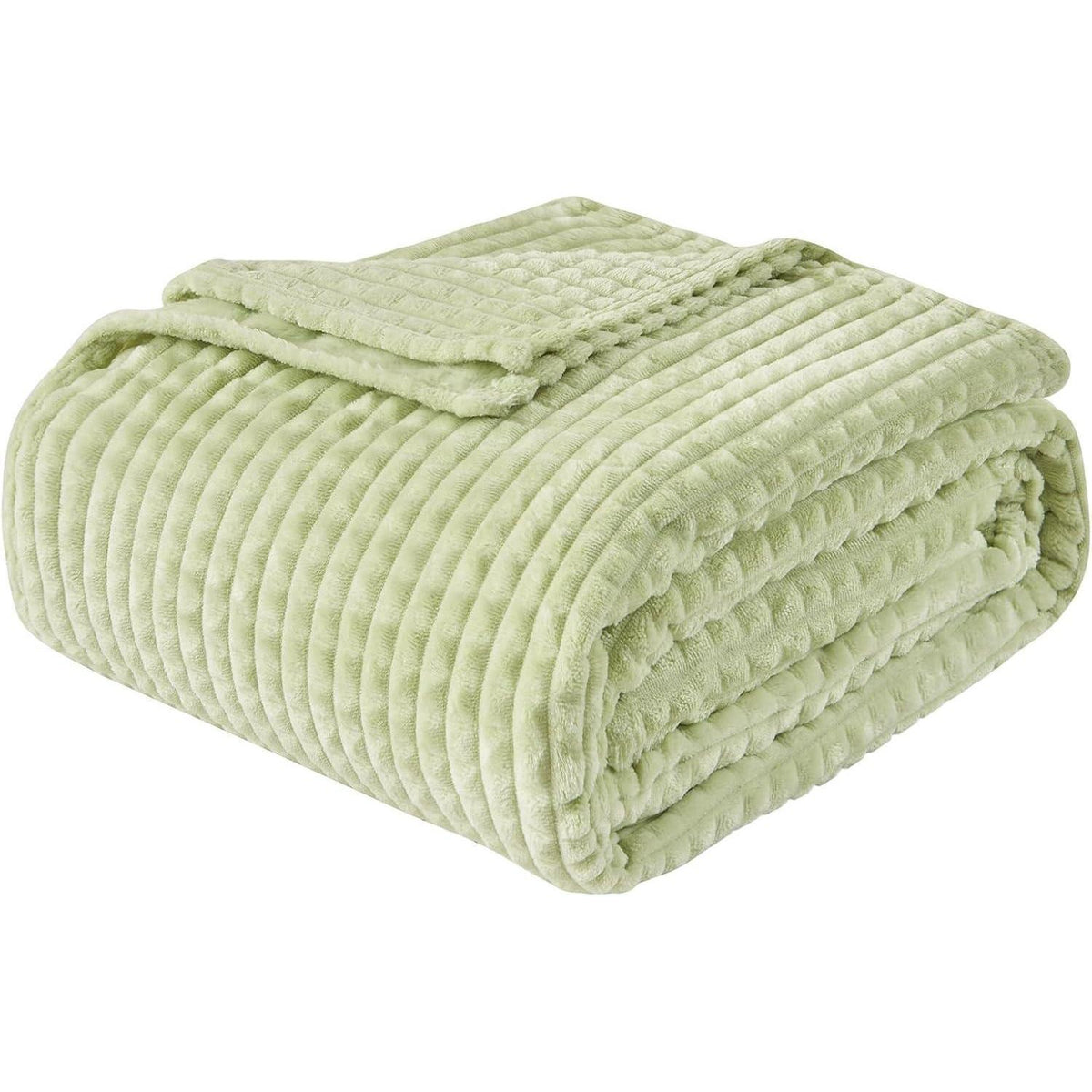 Kuscheldecke 3D-Touch Sherpa Flanell 150x200cm Avocado Grün