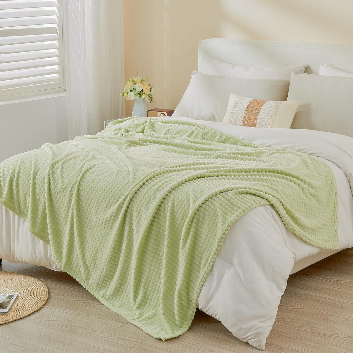 Kuscheldecke 3D-Touch Sherpa Flanell 150x200cm Avocado Grün