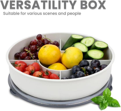 Bugucat Snackbox mit Transparentem Deckel und 5 Fächern, Kunststoff Obstteller, Wiederverwendbar für Nüsse und Desserts