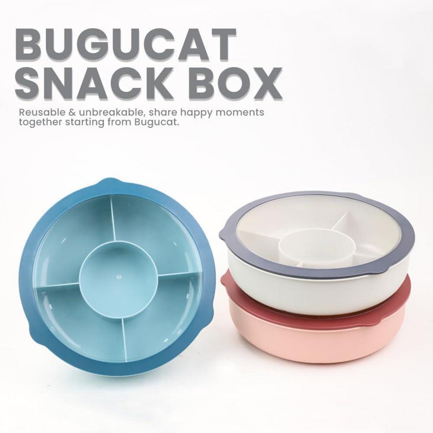 Bugucat Snackbox 5 Fächer Transparenter Deckel Plastik Grau