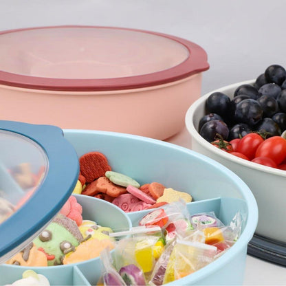 Snackteller mit Transparentem Deckel 5 Fächer Plastik Snackbox