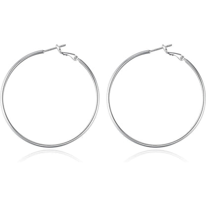 925 Sterling Silber Creolen - Große Silber Ohrringe Damen 40mm