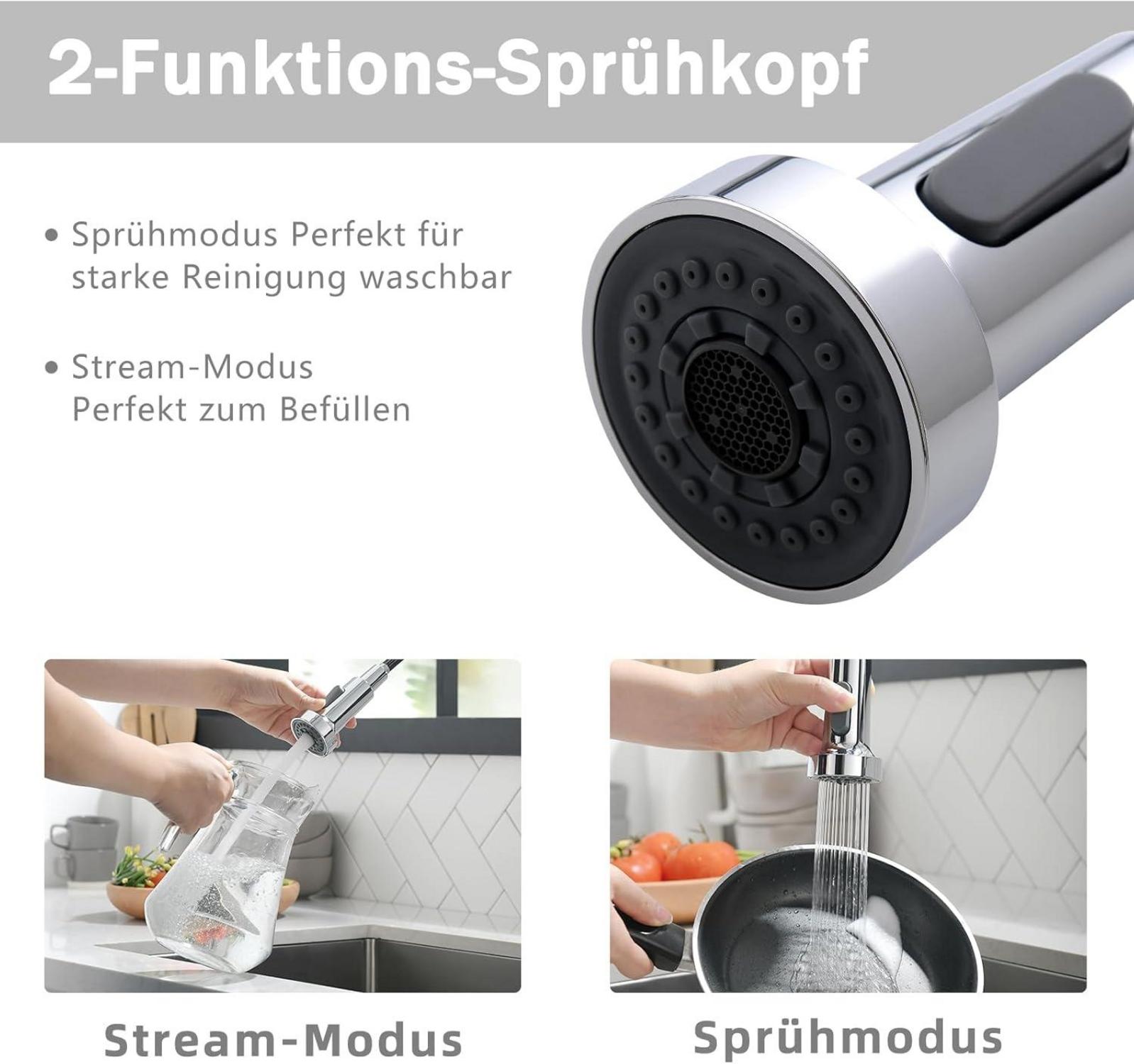 Küchenarmatur Chrom mit Spiralfeder und 360° Schwenkbar
