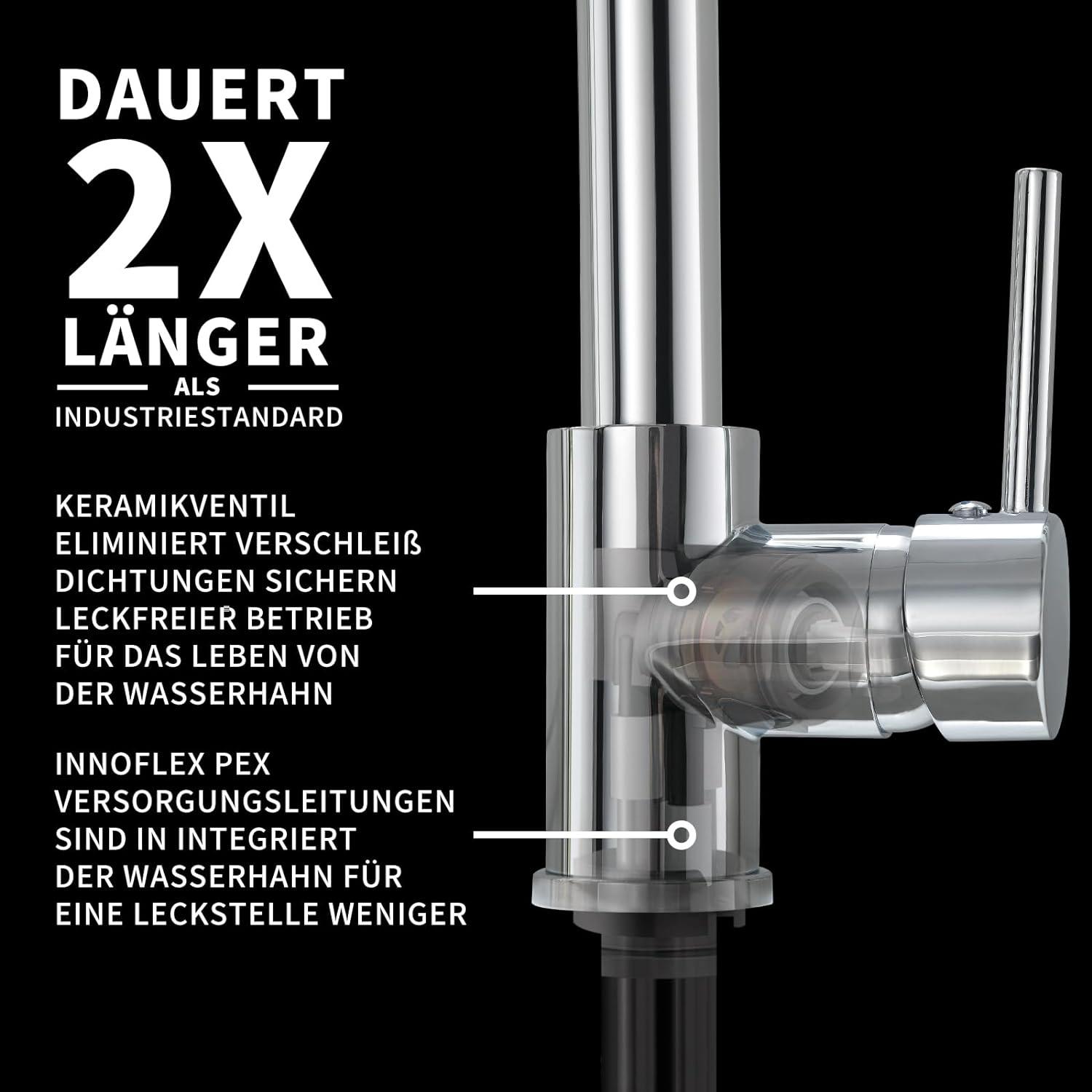TIMACO Chrom Küchenarmatur Wasserhahn Spiralfeder 360° Schwenkbar