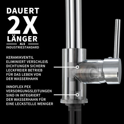 TIMACO Chrom Küchenarmatur Wasserhahn Spiralfeder 360° Schwenkbar