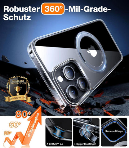 TORRAS iPhone 15 Pro Max Hülle MagSafe 360° Magnetring Ständer Anti-Vergilbung Schutz