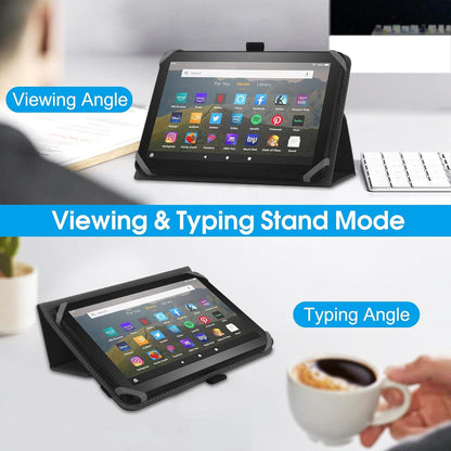 Universelle Tablettenhülle 7-8 Zoll mit Ständer und Handschlaufe - Schwarz