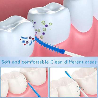 200er Silikon Interdentalbürsten Dentalbürsten, Zahnseide Stick Set mit Box, Zahnreinigung Zwischenräume, Grün Orange