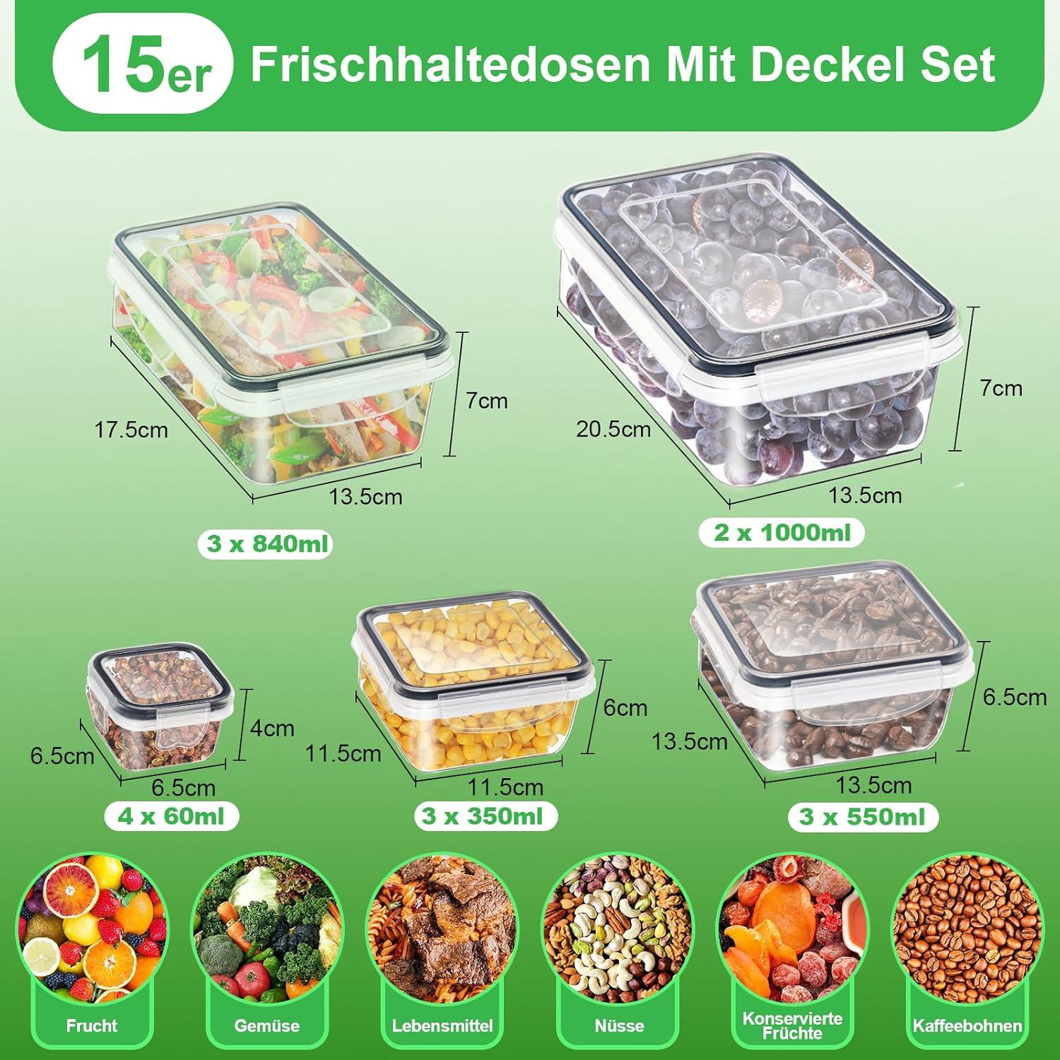 30-teiliges Tupperdosen Set Frischhaltedosen mit Deckel, Meal Prep