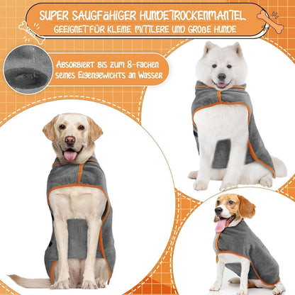 Hundebademantel Mikrofaser Saugfähig Trocknend Verstellbare Träger
