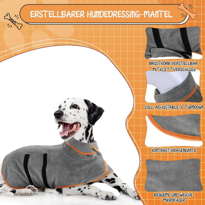 Mikrofaser Hunde Bademantel Extra Saugfähig Grau S