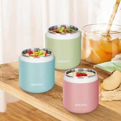 Thermobehälter 430ml Kinder Edelstahl Vakuumisoliert Faltbarer Löffel Grün