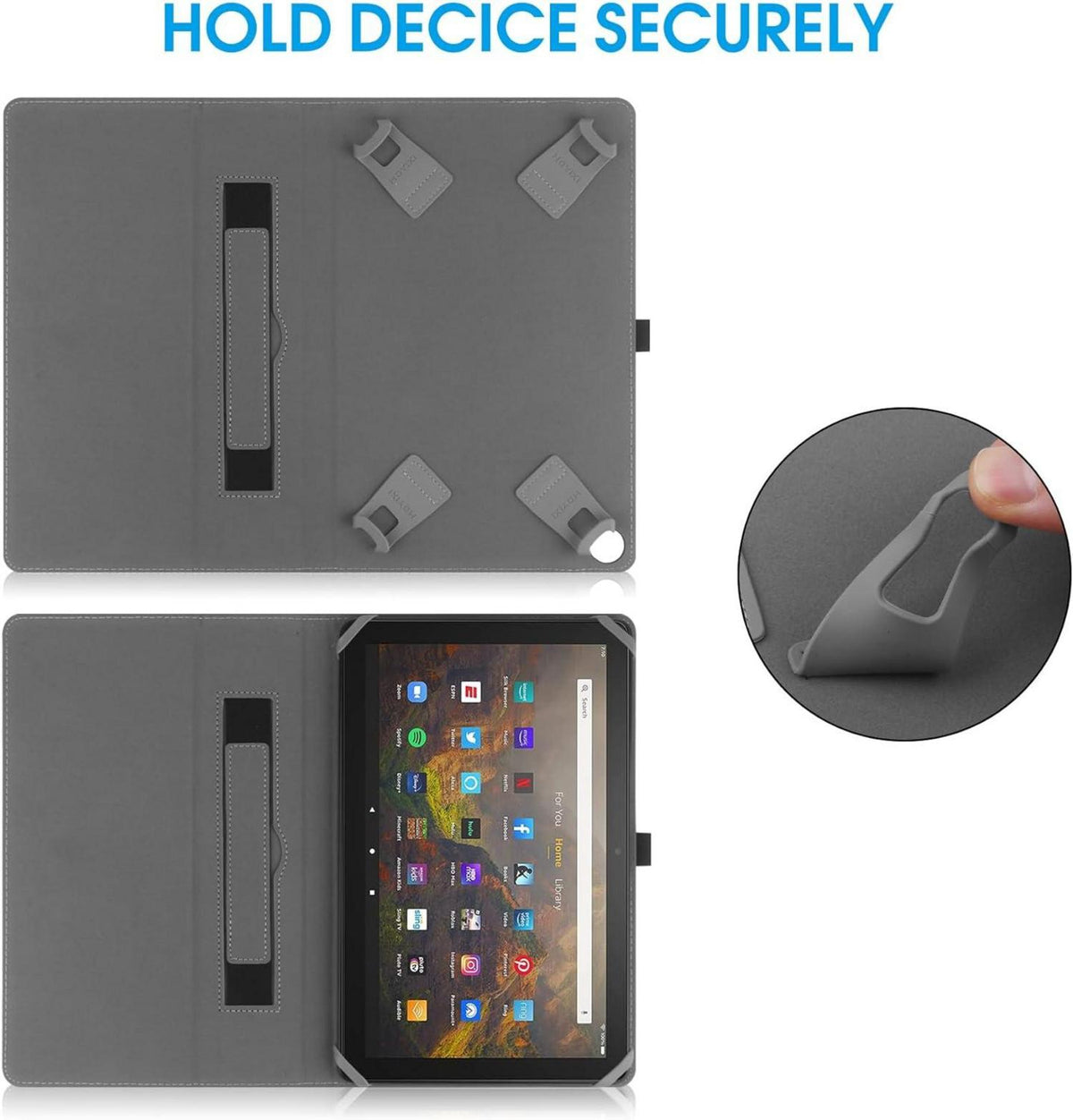 Tablet Hülle mit Ständer und Handschlaufe Blau Marmor 9-10,1 Zoll