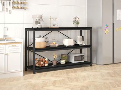 LVB Konsolentisch Holz 3 Ebenen Bücherregal Schwarz 120x34x74 cm