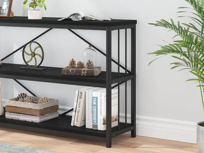 LVB Konsolentisch Holz 3 Ebenen Bücherregal Schwarz 120x34x74 cm