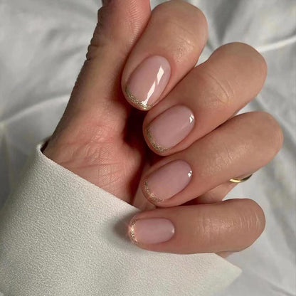 Gold Glitzer Eckige Aufklebbare Nägel 24 Stück Fake Nails