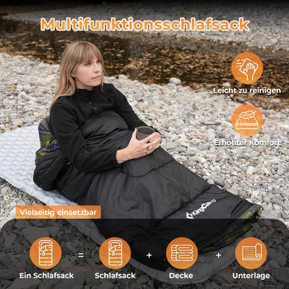 KingCamp Vielseitiger Schlafsack Outdoor wasserabweisend 220×75cm Schwarz