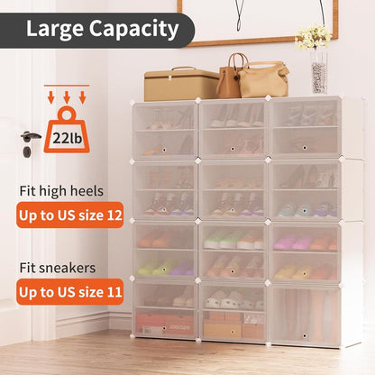 JOISCOPE DIY Modulares Schuhschrank-Set Weiß 3x8 Transparente Tür