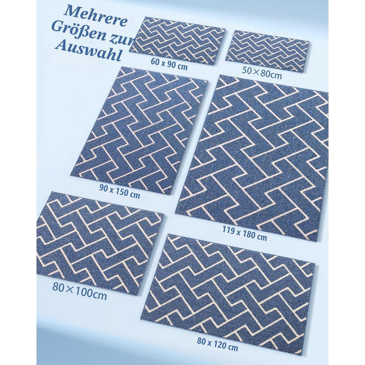 Blaues Schmutzfangmatte 80x100 cm – Rutschfest & Waschbar