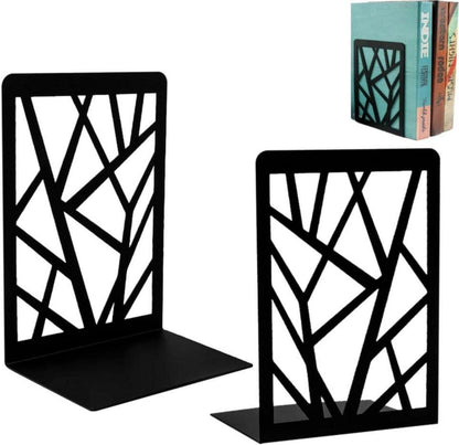 Schwarze Metall Buchstützen 2er Set für Bücherregal 12x9x16.9cm