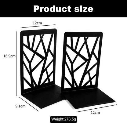 Metallische Buchstütze 2 Stück Schwarz 12 x 9 x 16,9 cm