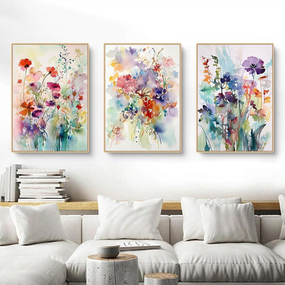 3er Set Blumen Poster Aesthetic Wanddeko 30x40 cm