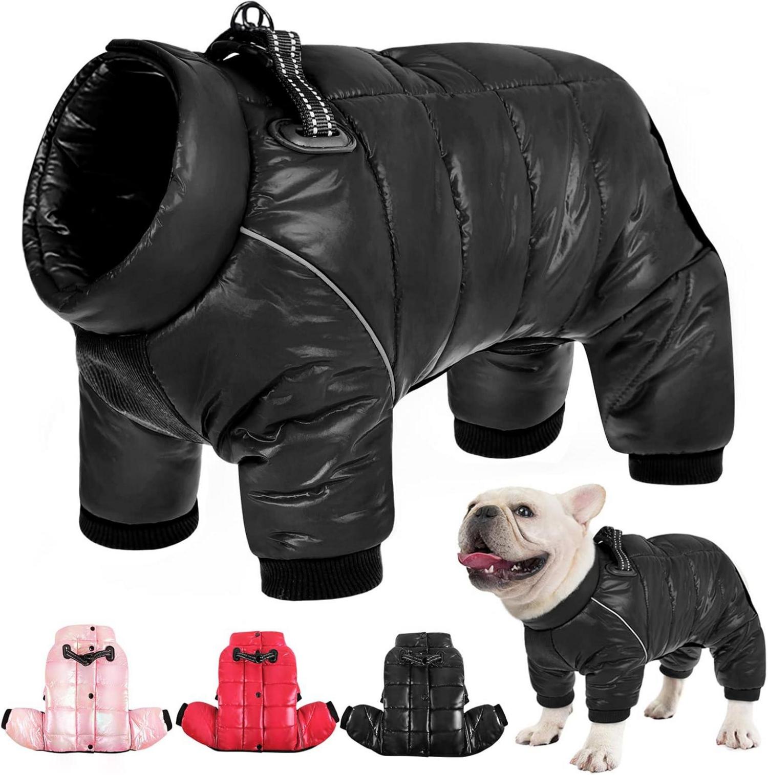 Wasserdichter Hundemantel Winter Warm für Kleine Mittel Hunde Schwarz