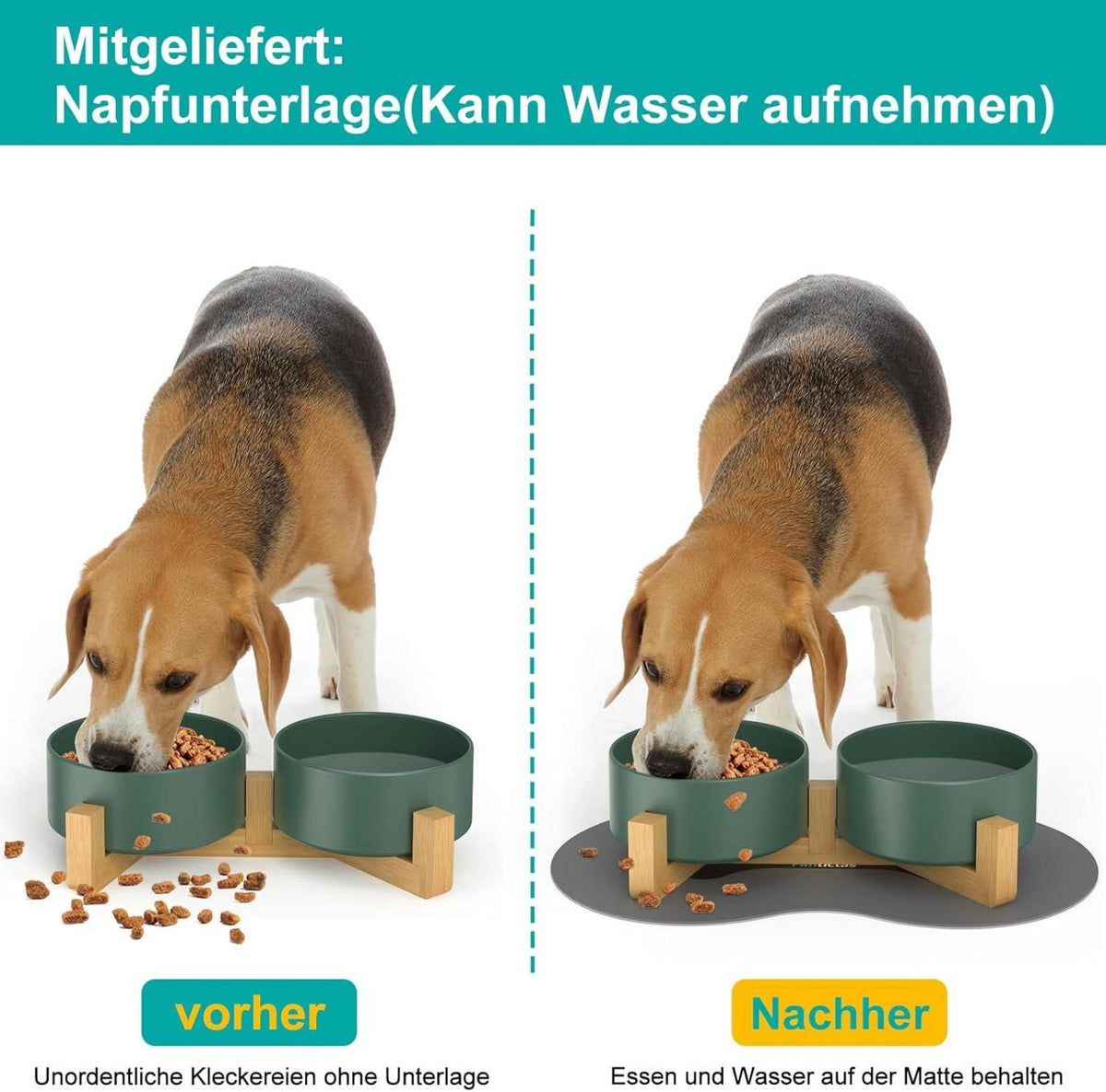 Doppel 850ml Hundenapf Keramik Futternapf Fressnapf Hund