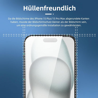 Panzer-Schutzglas für iPhone 16 Plus 15 Pro Max 15 Plus 6,7