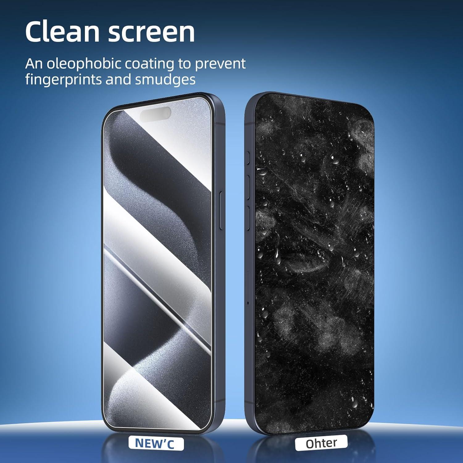 NEW'C Panzer Schutz Glas iPhone 16 Plus 15 Pro Max 15 Plus 6,7 Zoll 9H Härte HD Displayschutzfolie