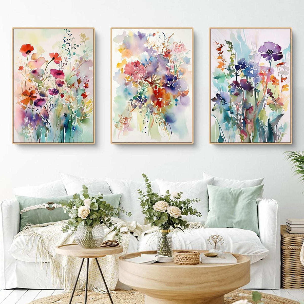 3er Set Blumen Poster Aesthetic Wanddeko 50x70 cm