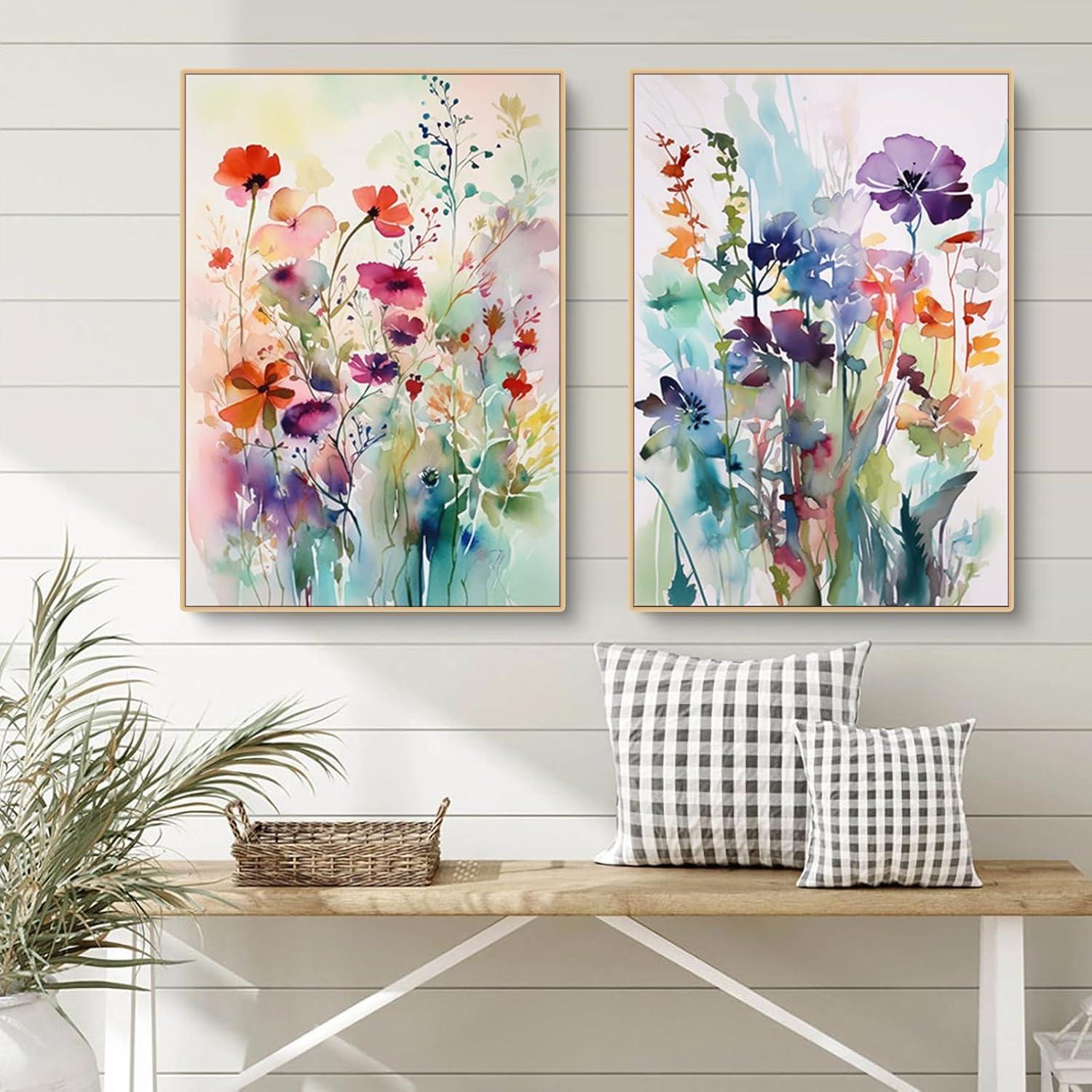 Herfair Bunte Blumen Poster 3er Set Wohnzimmer Wanddeko 40x50cm
