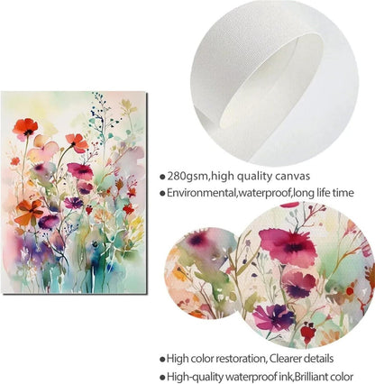 Herfair Bunte Blumen Poster 3er Set Wohnzimmer Wanddeko 40x50cm