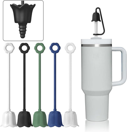 Silikon Blume Strohhalm Abdeckung 5er Set für Stanley Tumbler 6-10cm