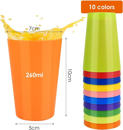 30 Stück 260ml Bunte Wiederverwendbare Plastikbecher Set 10