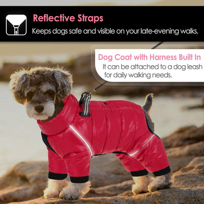 AOFITEE Wasserdichter Hundemantel Winter mit Reflektierbarem Streifen XL Rot