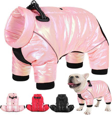 Wasserdichter Hundemantel Winter mit reflektierendem Streifen Rosa