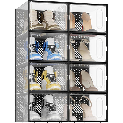 Transparente stapelbare Schuhboxen mit magnetischer Tür, 8er
