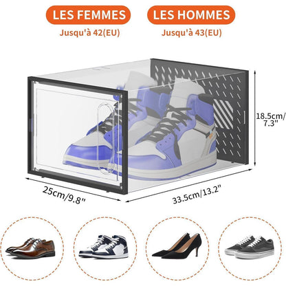 Transparente stapelbare Schuhboxen mit magnetischer Tür, 8er