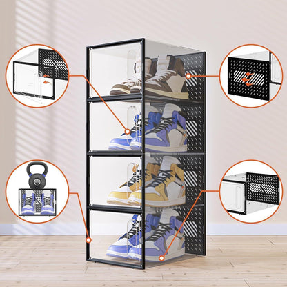 Transparente stapelbare Schuhboxen mit magnetischer Tür, 8er